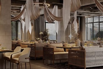 luxury 3d sushi restaurant,3d interior layout, gym house,wine bar,container shop