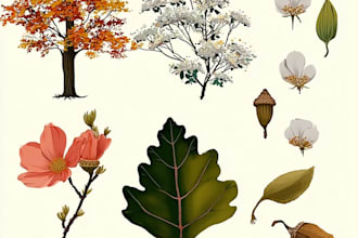 hand drawn cillustration, flower, plant