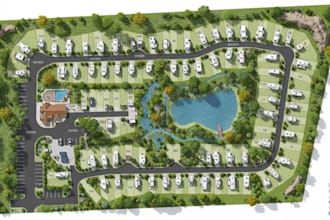 design 2d site plan 3d landscape render rv park property map and 2d vector map