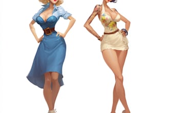 pin up girl and pin up girl illustration