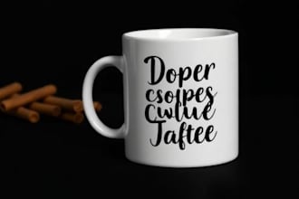 do custom typography coffee mug design or coffee mug design