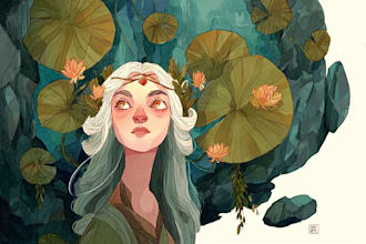 make a fantasy illustration in a definite style