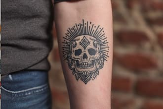 draw a custom linocut style flash tattoo design