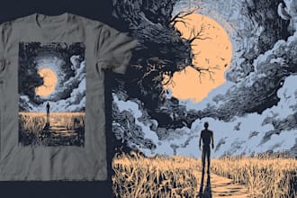 draw high quality linocut illustration for tshirt design