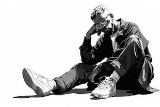 draw simple black and white illustration