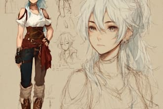 draw character sheet for your oc anime, waifu and husbando