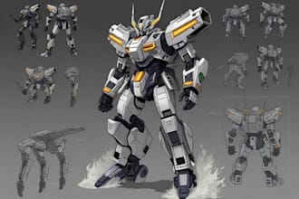 design robots and concept art of futuristic mecha