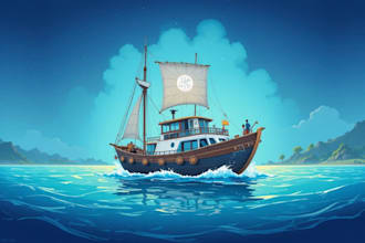draw your boat into vector cartoon art illustration