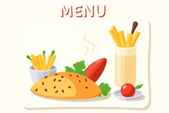 food illustration, cartoon, food vector, menu design, vector