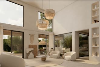 remodel vacation apartment rental, render guest lodge interior,countryside villa