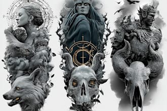design a professional blackwork tattoo