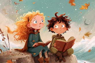 do children story book illustration, children story