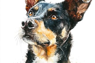 create a watercolor portrait art pet portrait, cat dog, any pet