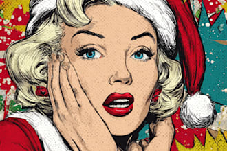make a christmas card or a christmas themed pop art portrait