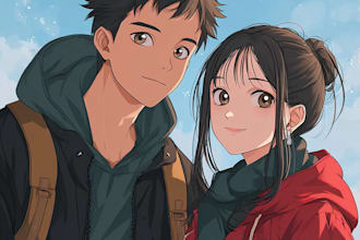 custom anime couple character art