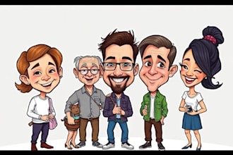 draw group cartoon, caricature based on your photo