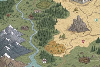 make fantasy map illustration for dnd, novels and games