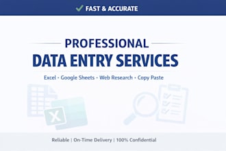 do accurate data entry, web research, and excel data cleanup