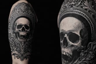 professional tattoo design black and white or color