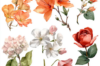 draw watercolor clipart, series of illustrations
