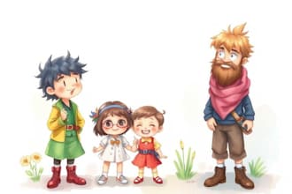 do watercolor style characters and illustrations