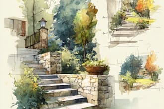 make watercolor landscape design