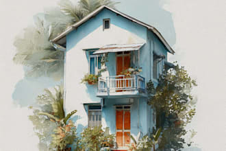 paint watercolor house portrait
