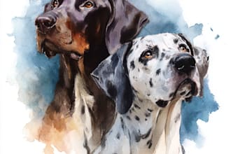 paint a watercolor pet portrait with ink sketch