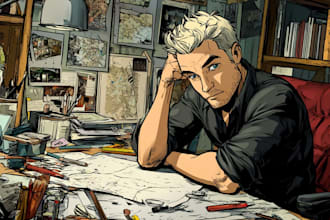 draw a comic book, page and book cover