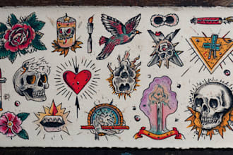 draw aesthetic old school tattoo design