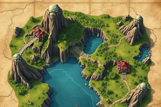 draw fantasy map, landscape design, rpg map dnd art