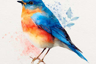 draw watercolor illustrations of animals, birds, and nature