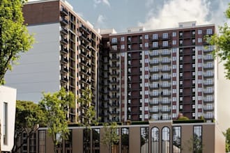 redevelop modern residential building,unity apartment space, community landscape