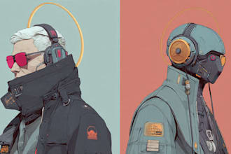 draw cyberpunk or scifi futuristic character illustrations