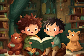 illustrate children story book illustration, kids story