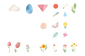 create illustrated watercolor icons
