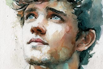 draw and paint an original watercolor portrait for you
