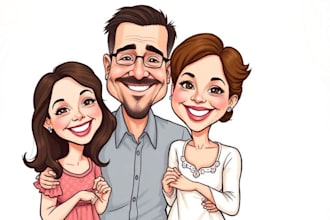 draw family caricature portraits, caricature cartoon photo