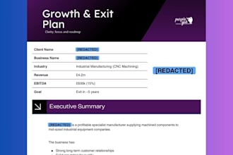 create you a growth strategy and exit plan for your business