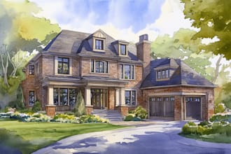 draw a watercolor house painting