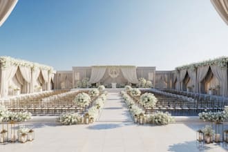 design 3d wedding decor, 3d indoor decor, venue interior, event hall