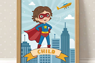 make personalized superhero portrait gift for kids