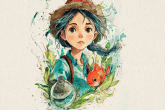 create watercolor cartoon and illustration