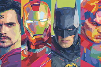design comic superhero pop art portraits