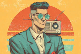draw retro vintage cartoon illustration