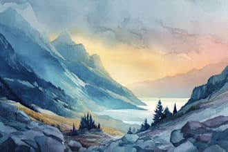 draw a watercolor landscape illustration