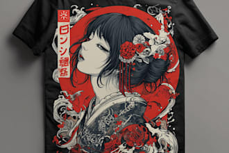 draw a japanese t shirt illustration