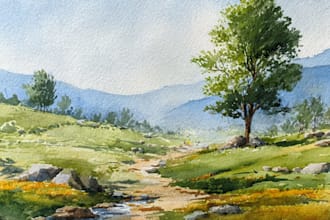 draw a watercolor landscape illustration