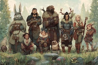 design a dnd party art and group art