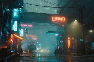 make cyberpunk city illustrations